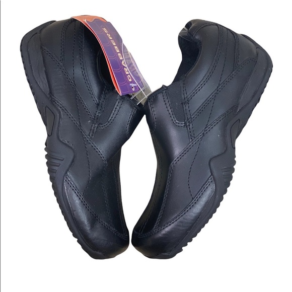 Grabbers NWT Black Leather Unisex Slip On Slip Resistant Work Shoes - Picture 12 of 14